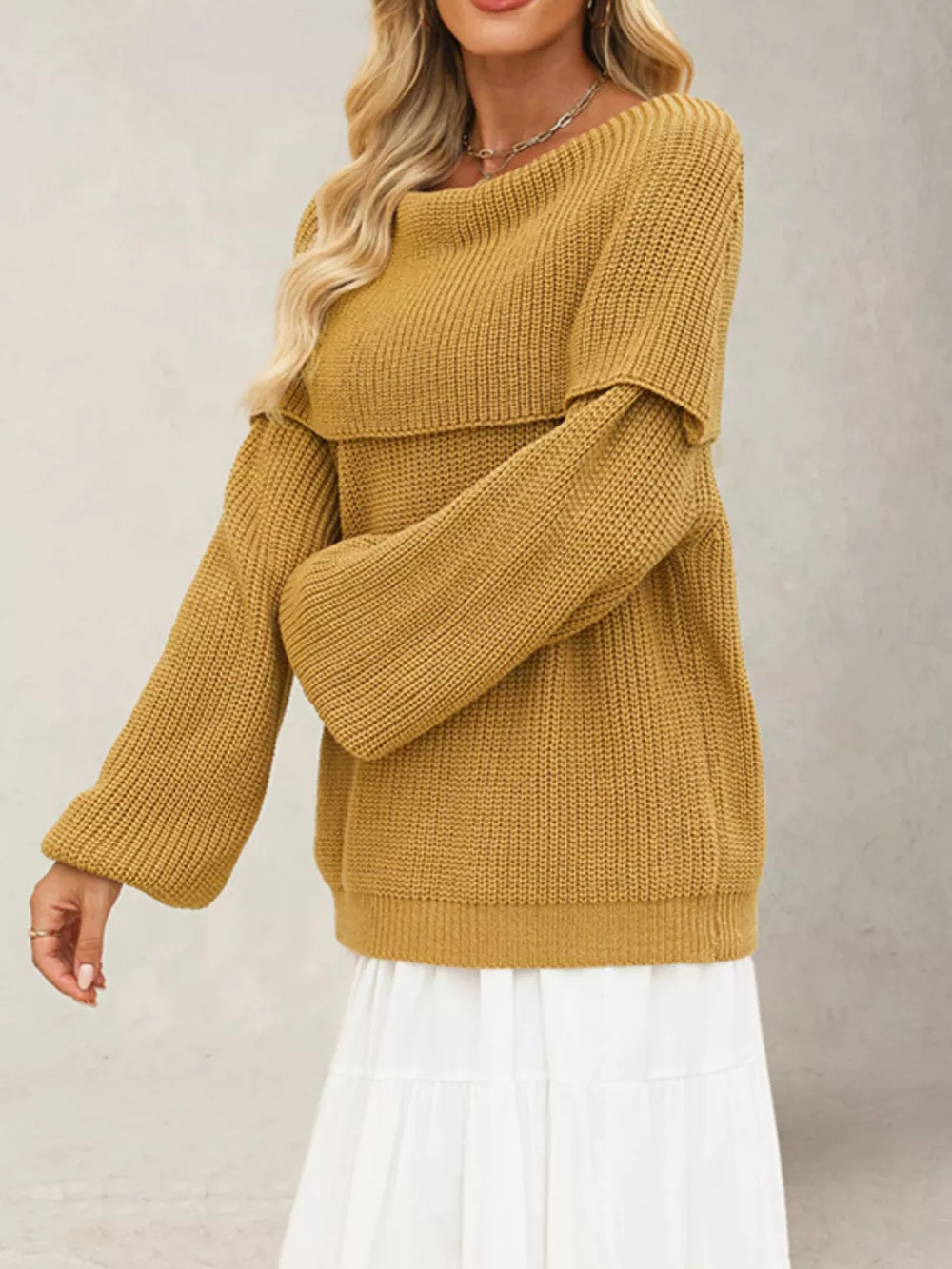 Off-Shoulder Long Sleeve Sweater, image 3