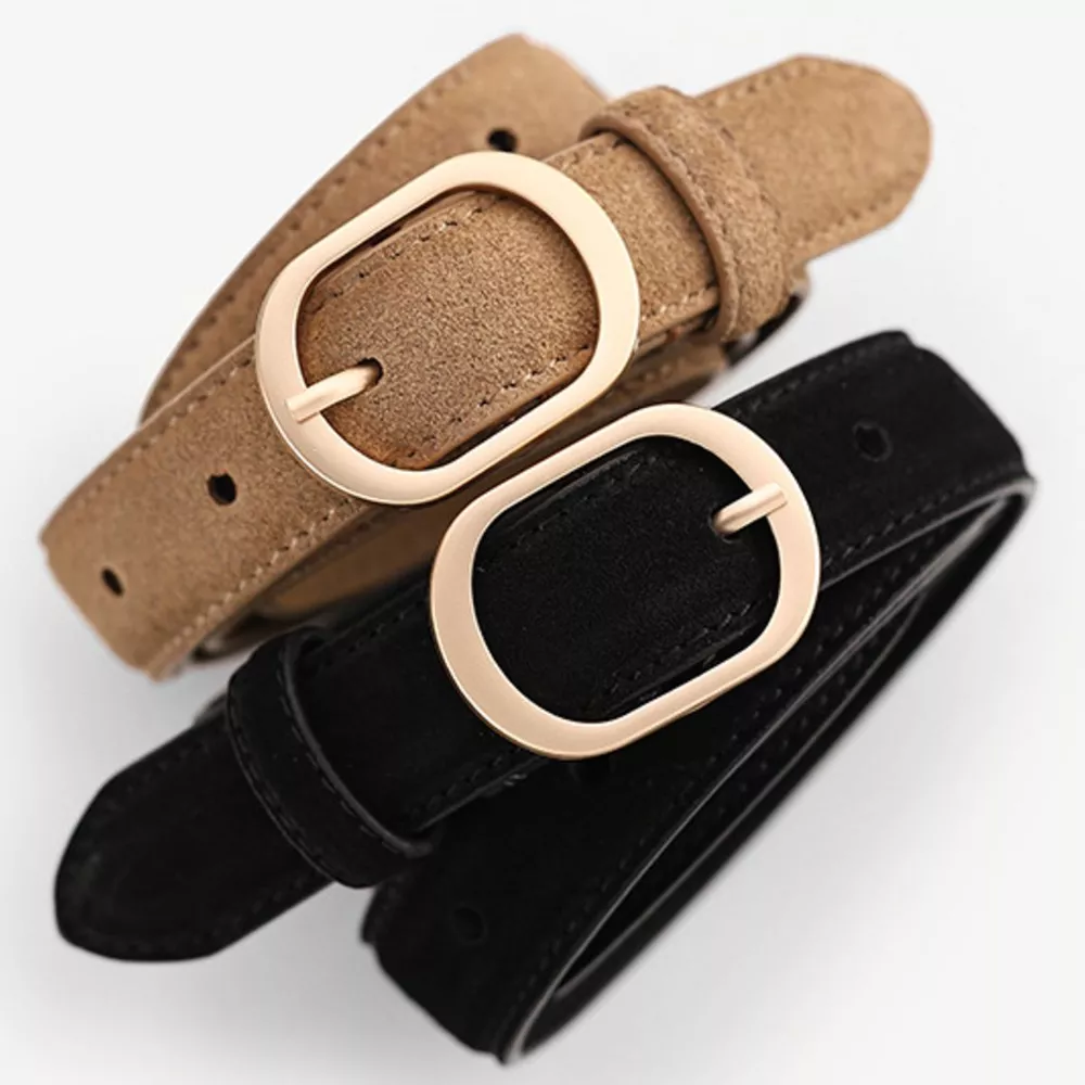 Leather Belt with Golden Buckle, image 3
