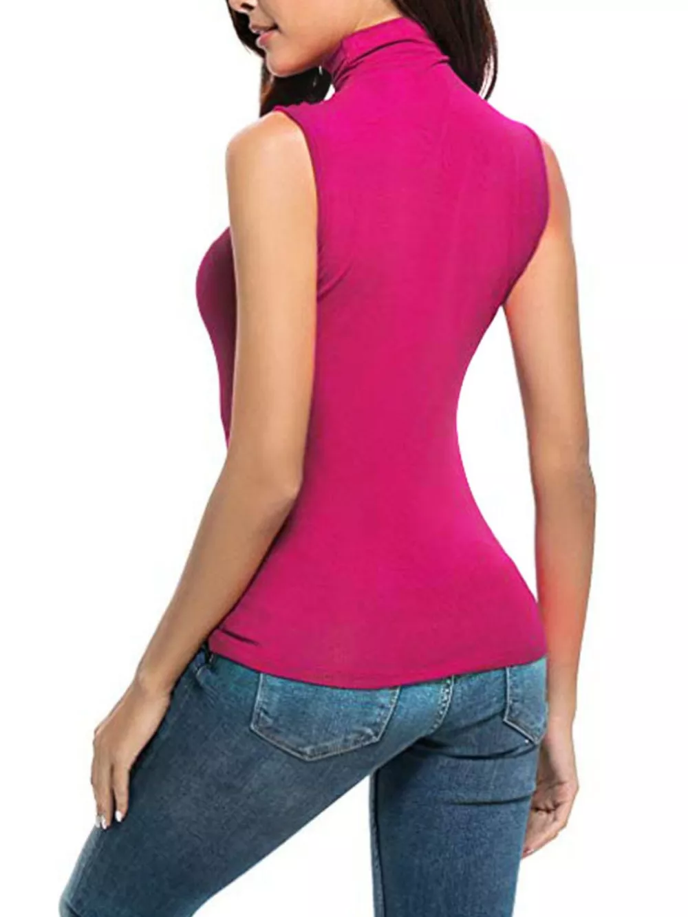 Sleeveless Turtleneck Slim Fit T-Shirt, image 3