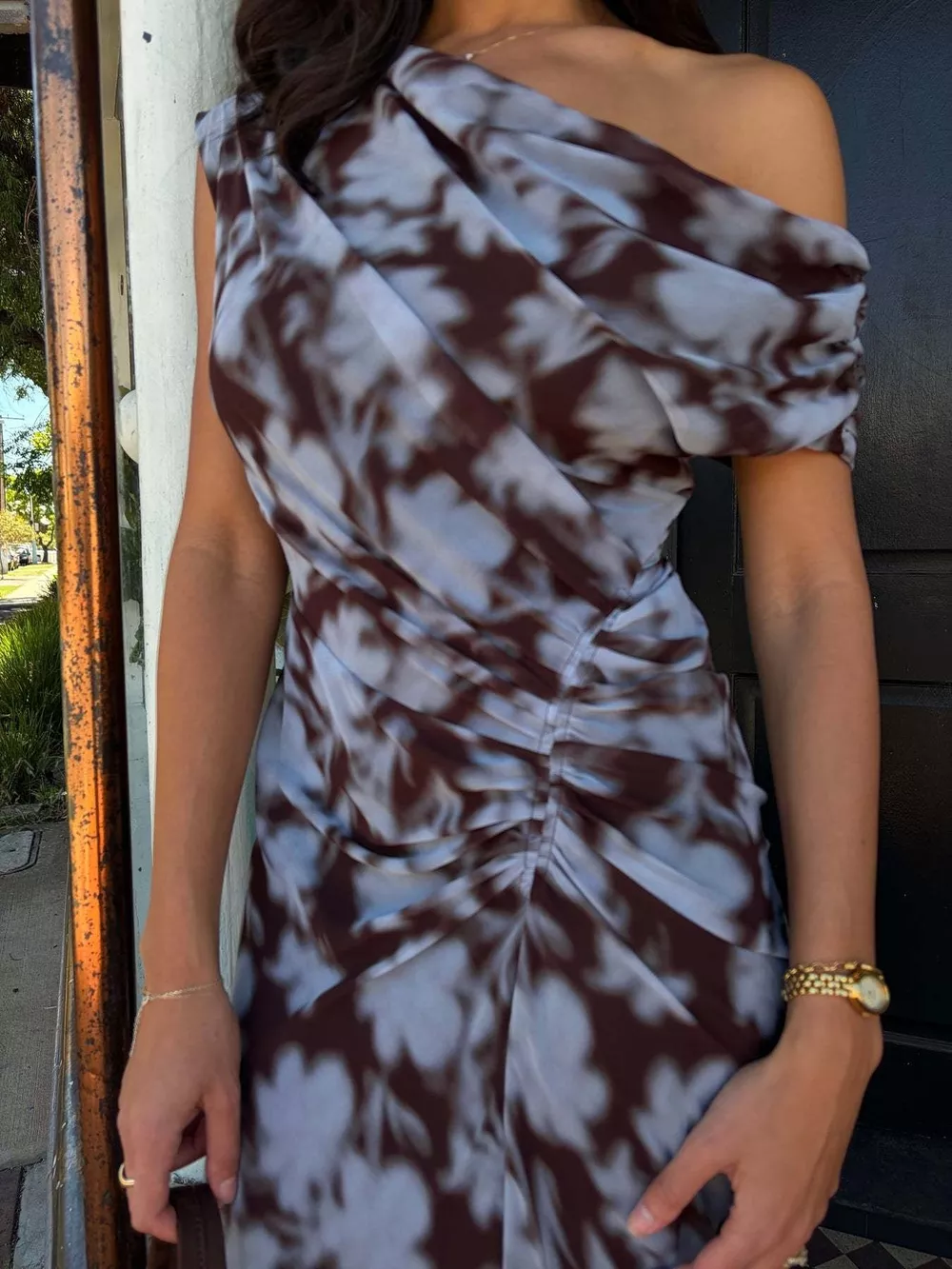 One-Shoulder Floral Print Maxi Dress, image 8