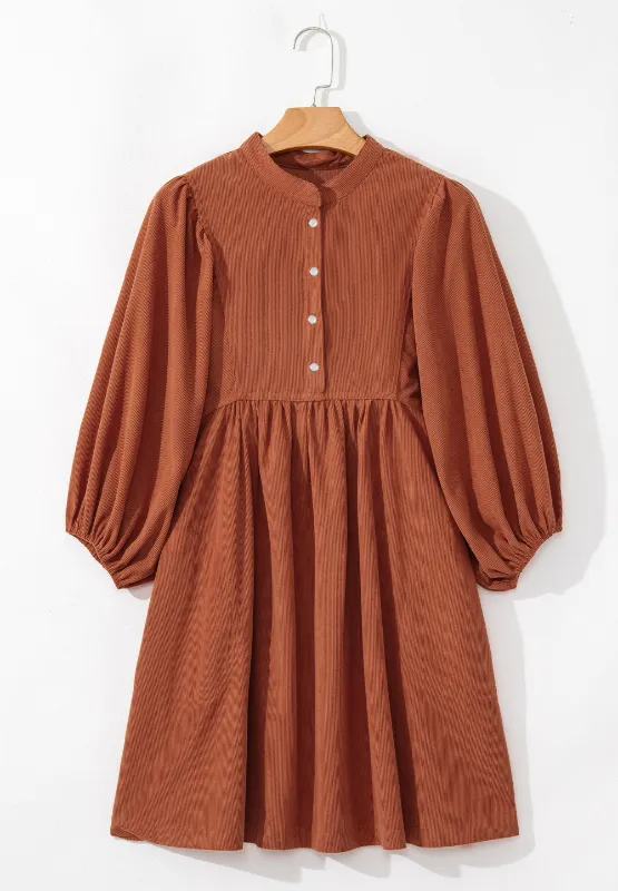 Corduroy Quarter Snap Three-Quarter Sleeve Dress, image 5