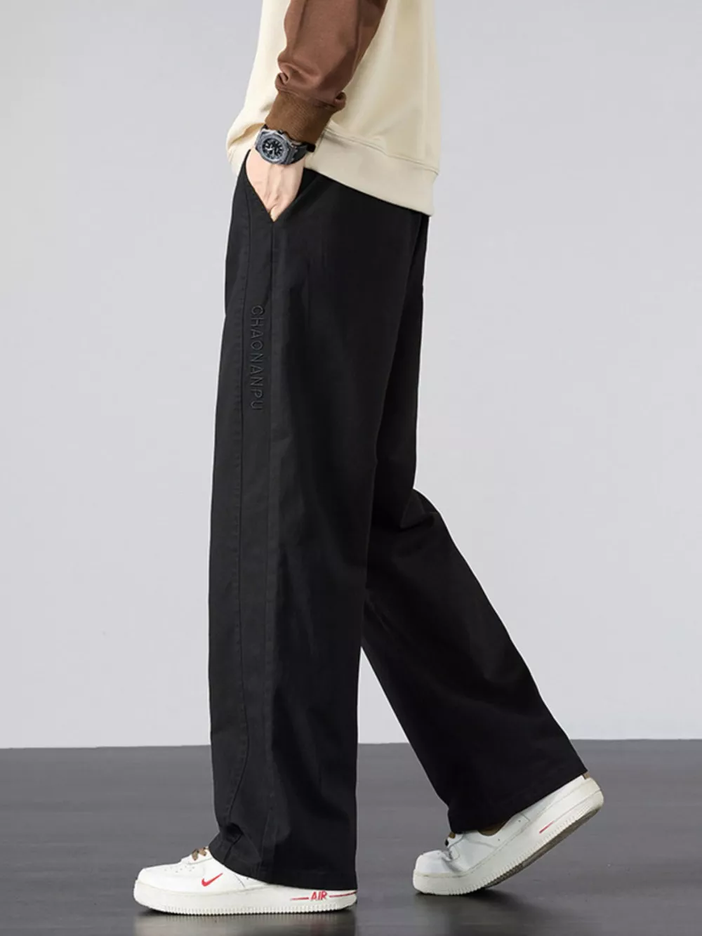 Men's Plus Size Drawstring Wide Leg Pants, image 9