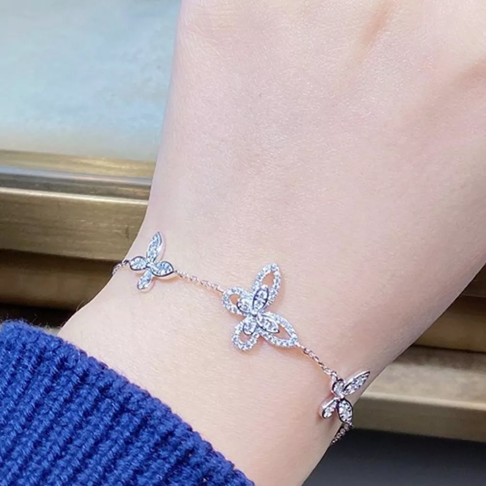 925 Sterling Silver Chain Butterfly Bracelet, image 3