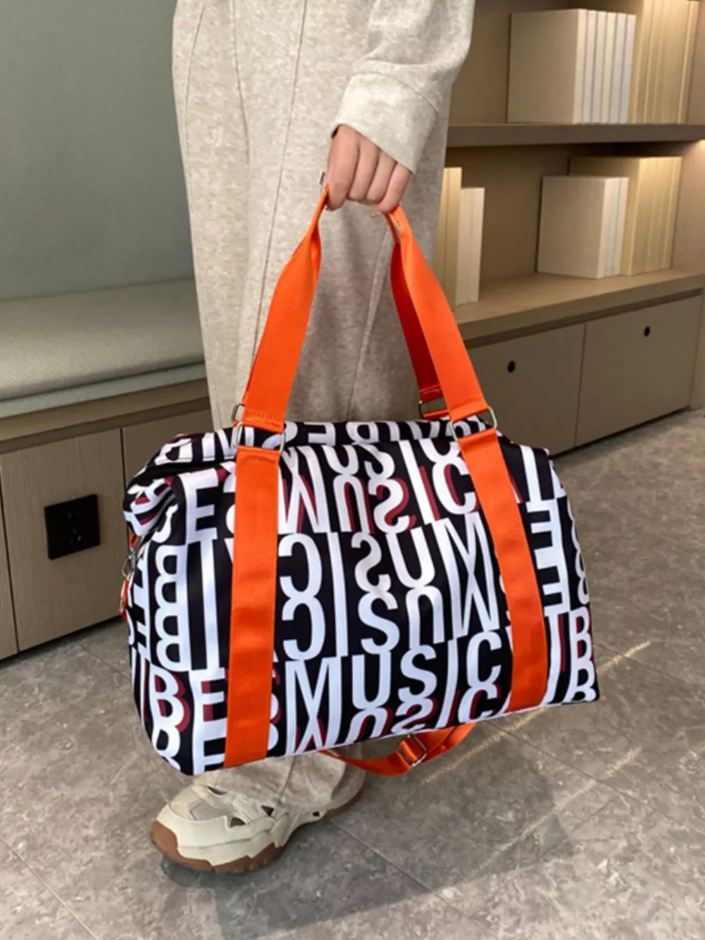 Letter Print Travel Bag, image 3