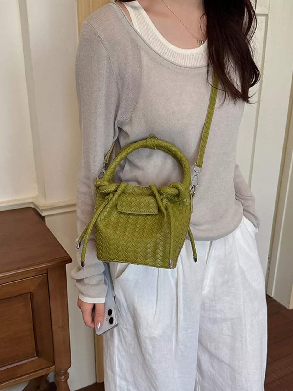 Woven Bucket Crossbody Bag, image 11