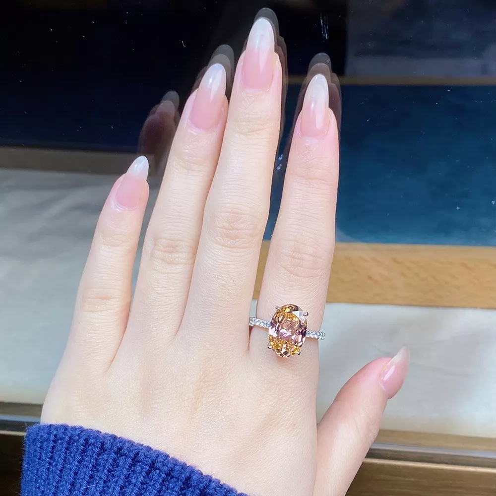 925 Sterling Silver Zircon Oval Ring, image 2