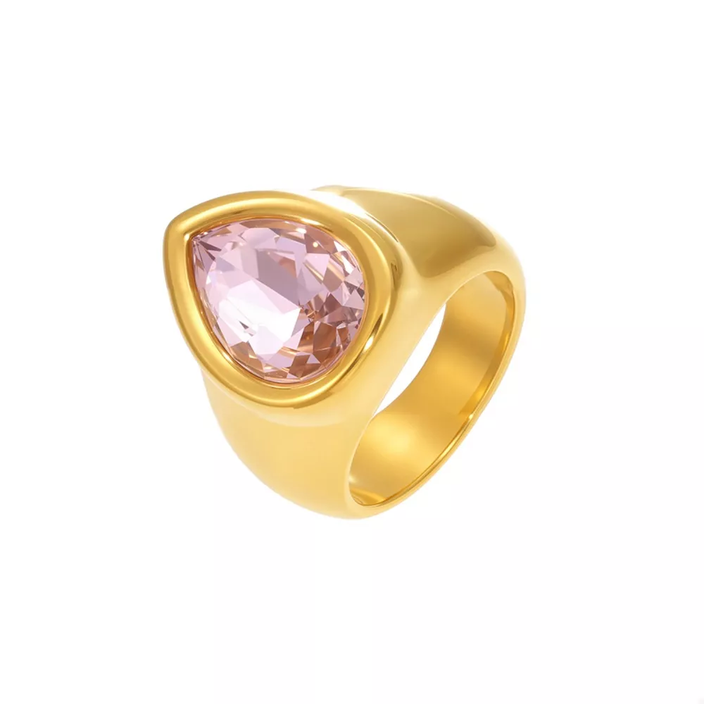 18K Gold-Plated Teardrop Zircon Ring, image 7