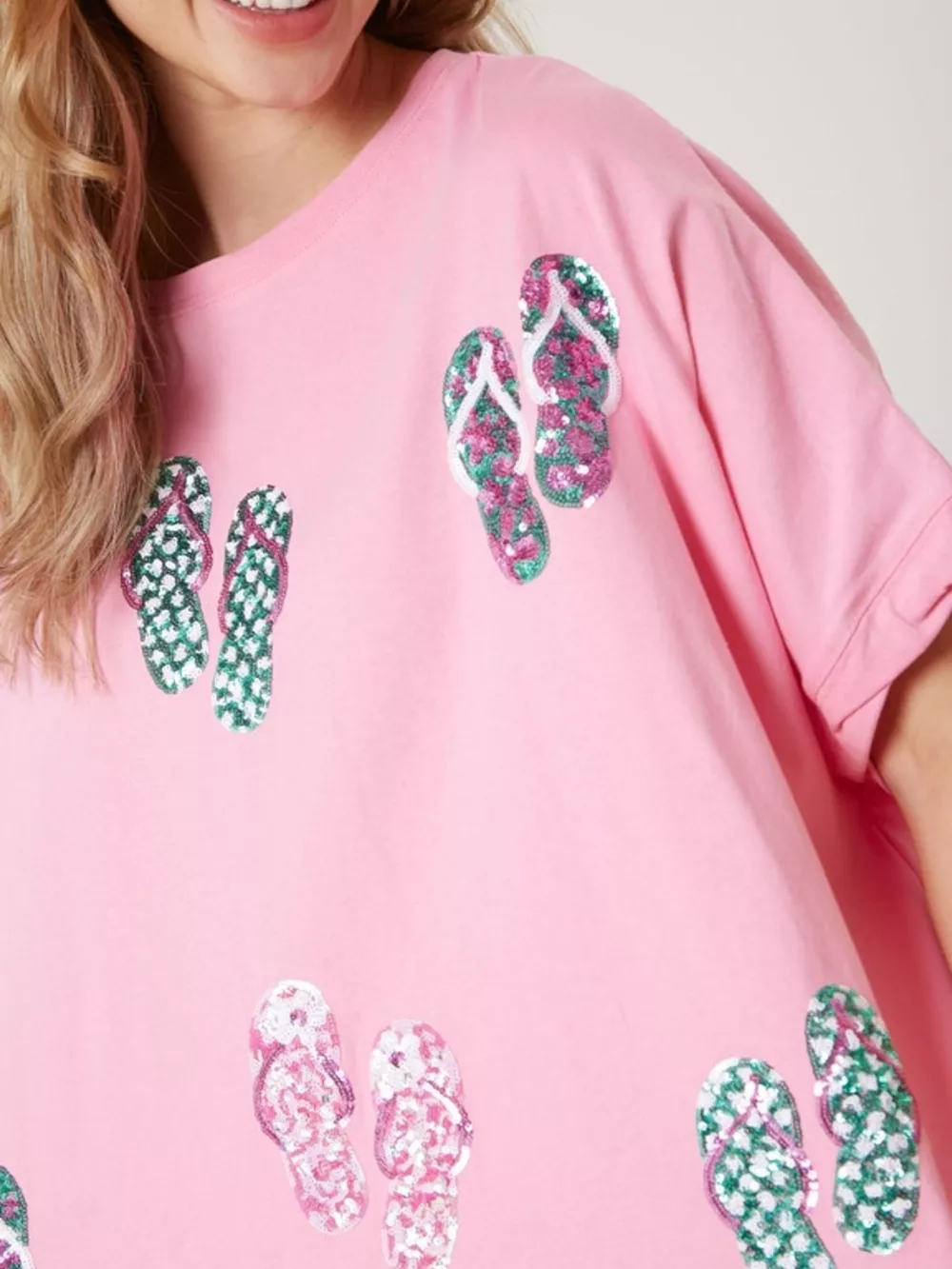 Flip-Flop Print Round Neck Casual T-Shirt, image 8