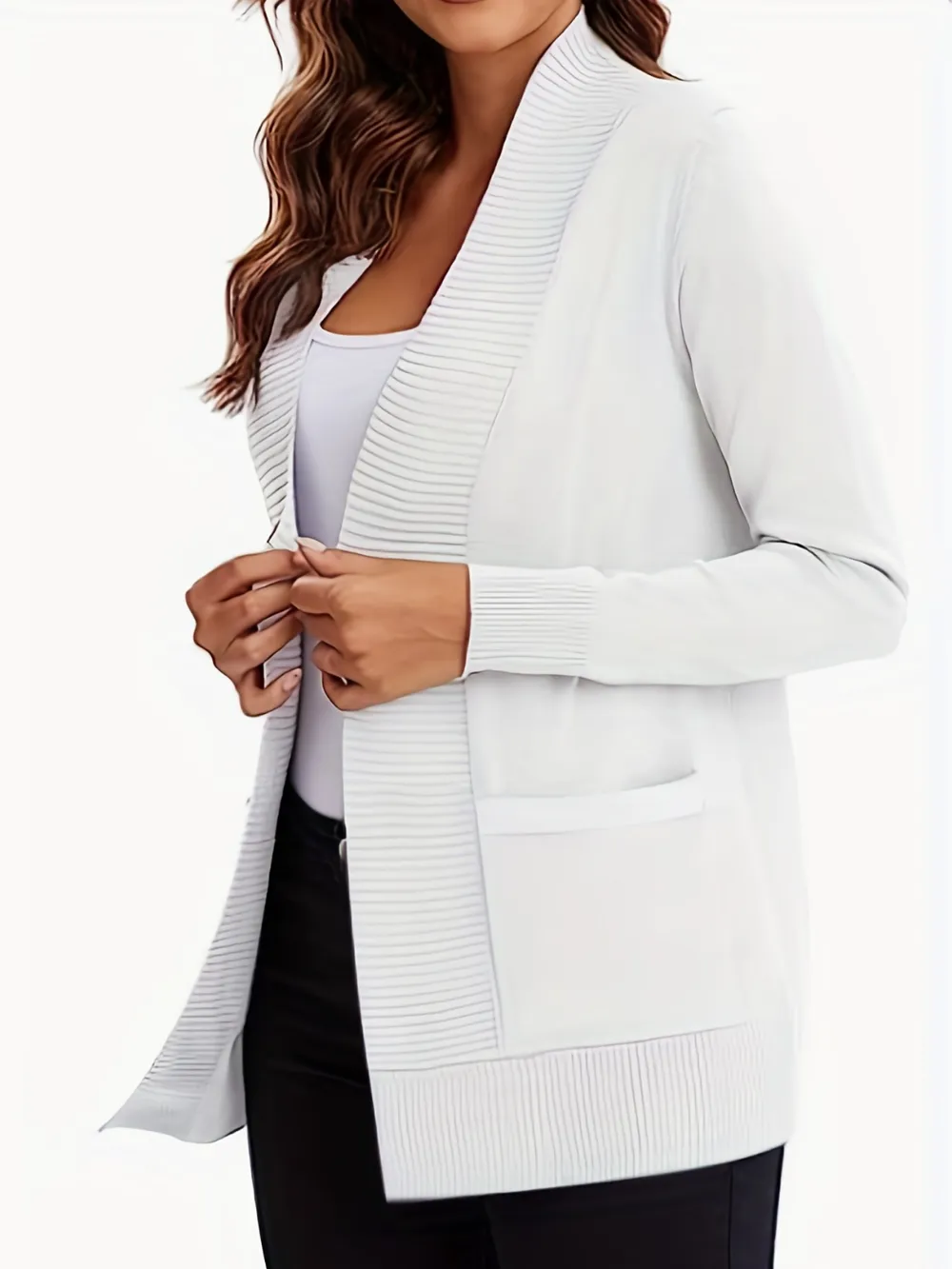 Open Front Long Sleeve Sweater Cardigan, image 19