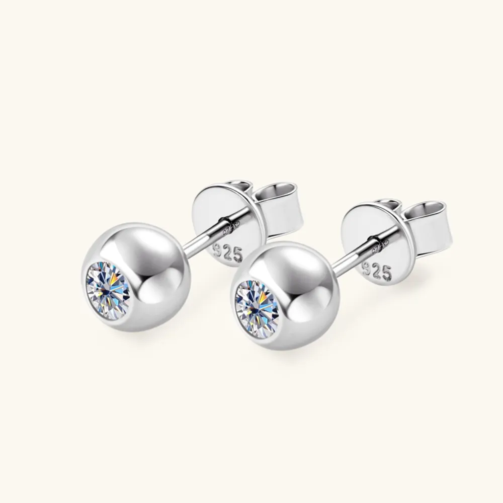 Moissanite 925 Sterling Silver Stud Earrings, image 4