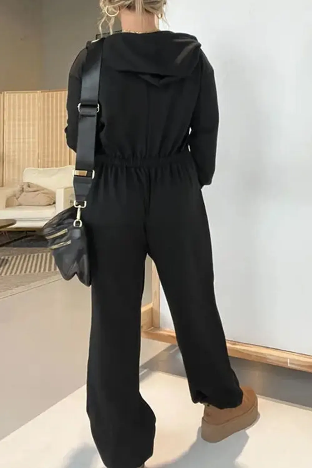 Full Size Drawstring Long Sleeve Jumpsuit, image 8