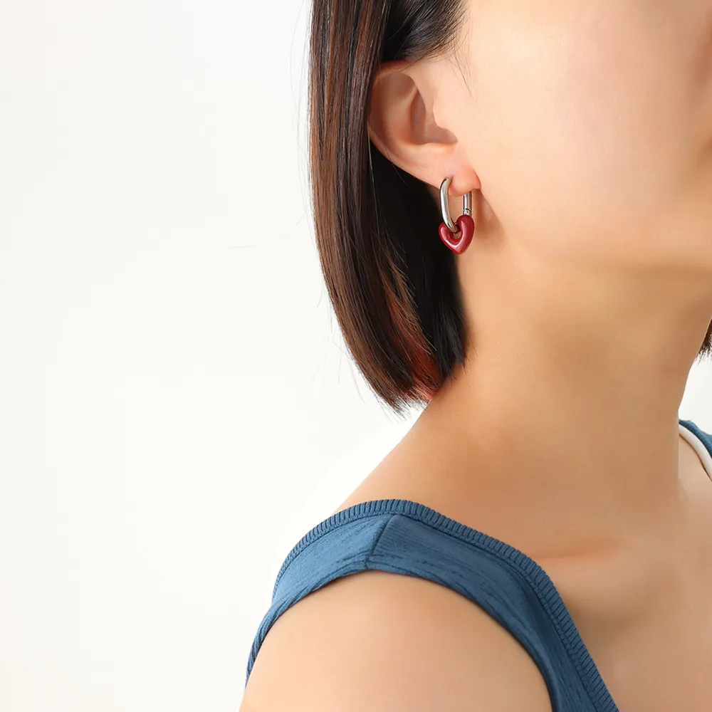 Heart Titanium Steel Earrings, image 2