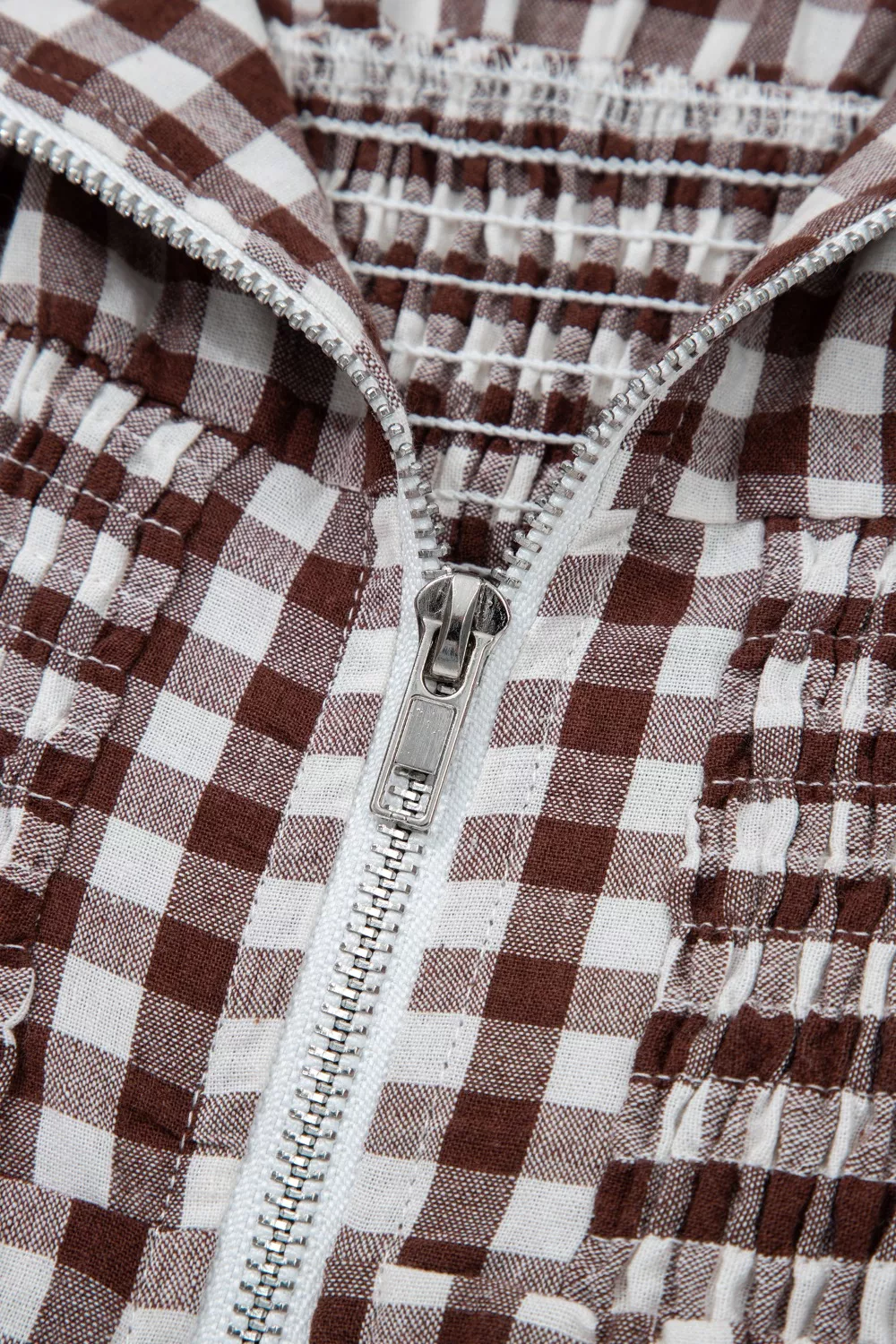 Gingham Zip-Front Midi Dress, image 12