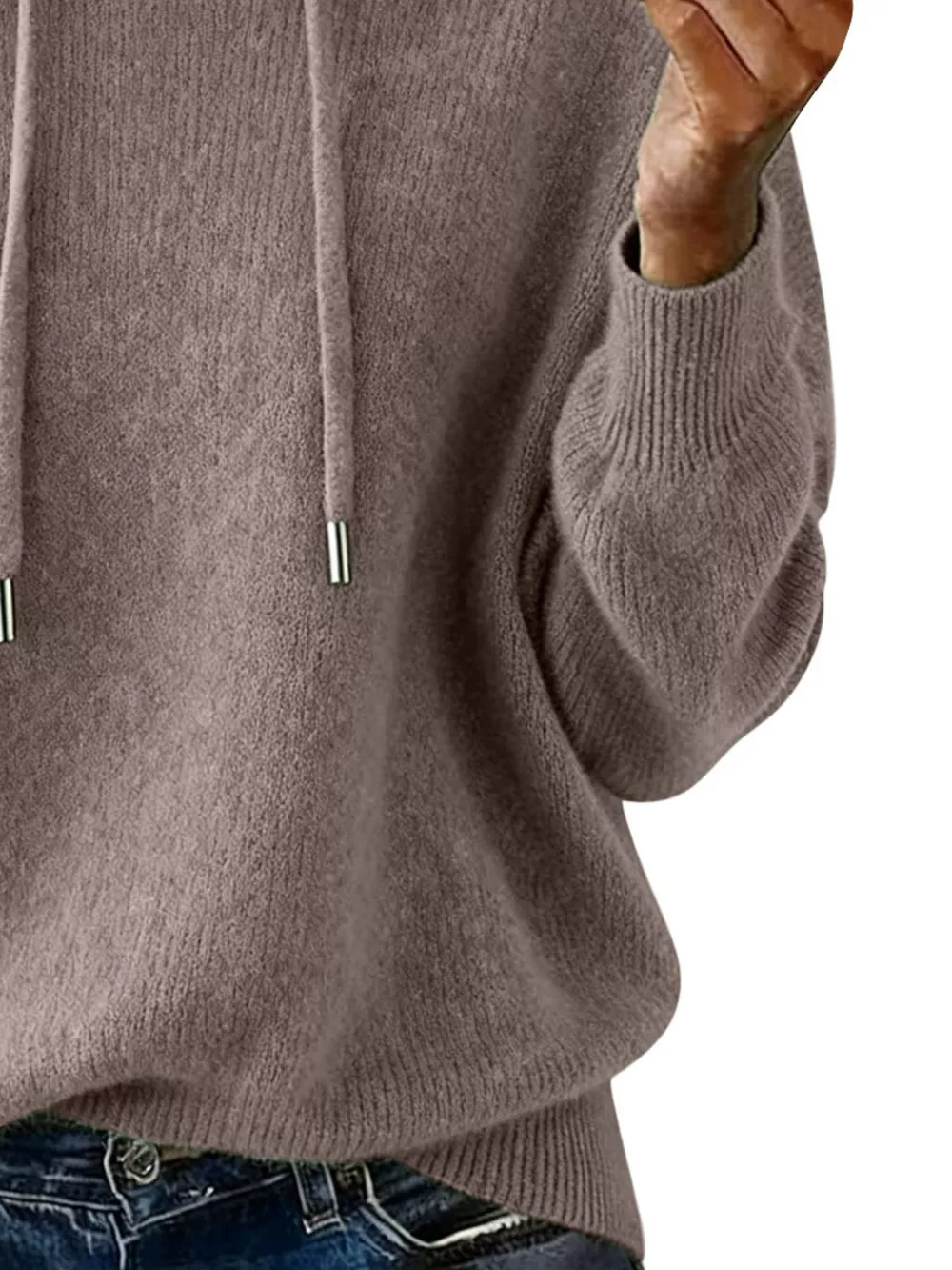 Drawstring Long Sleeve Hooded Sweater, image 4