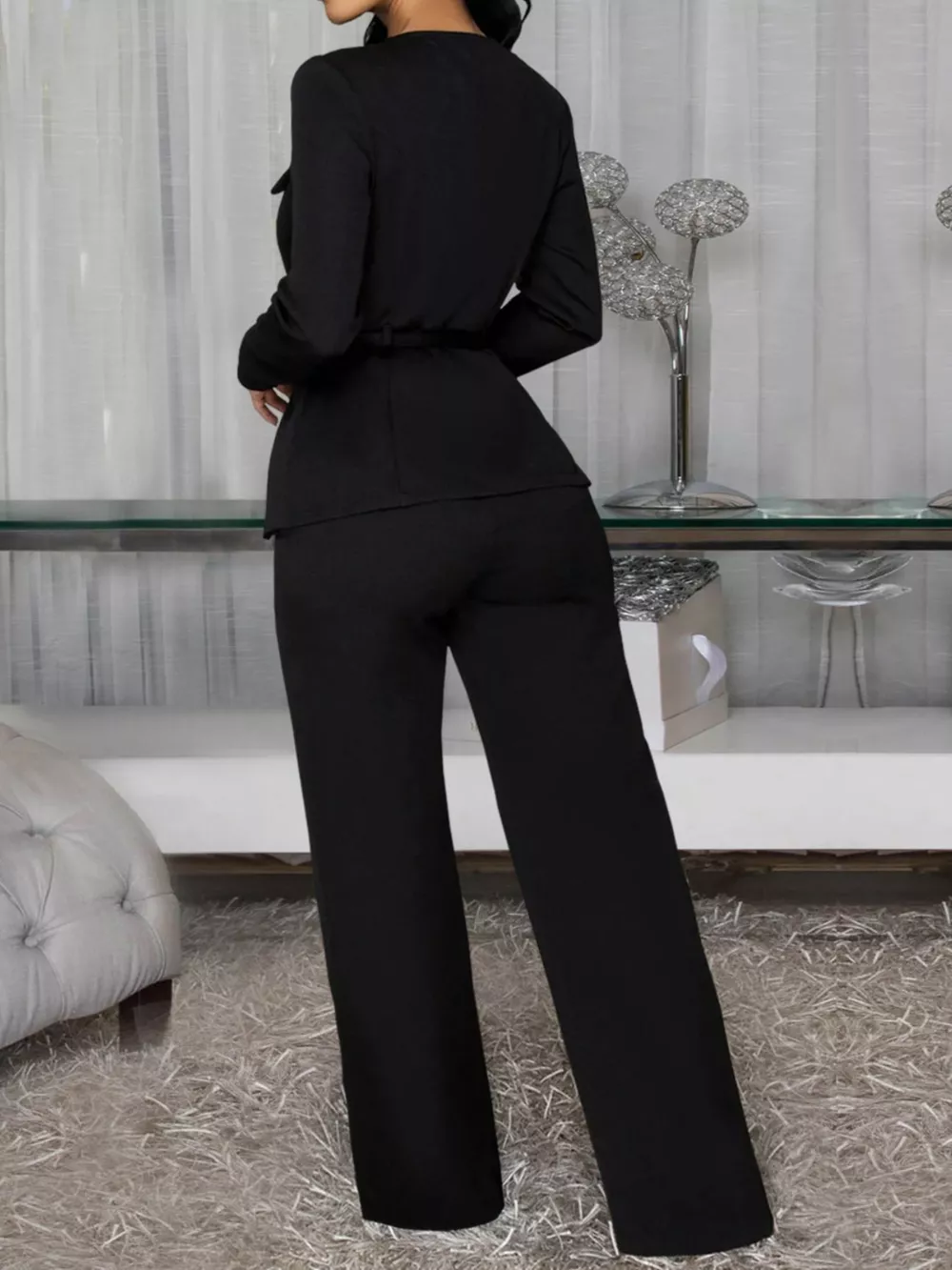 Button Up Long Sleeve Top and Pants Set, image 4