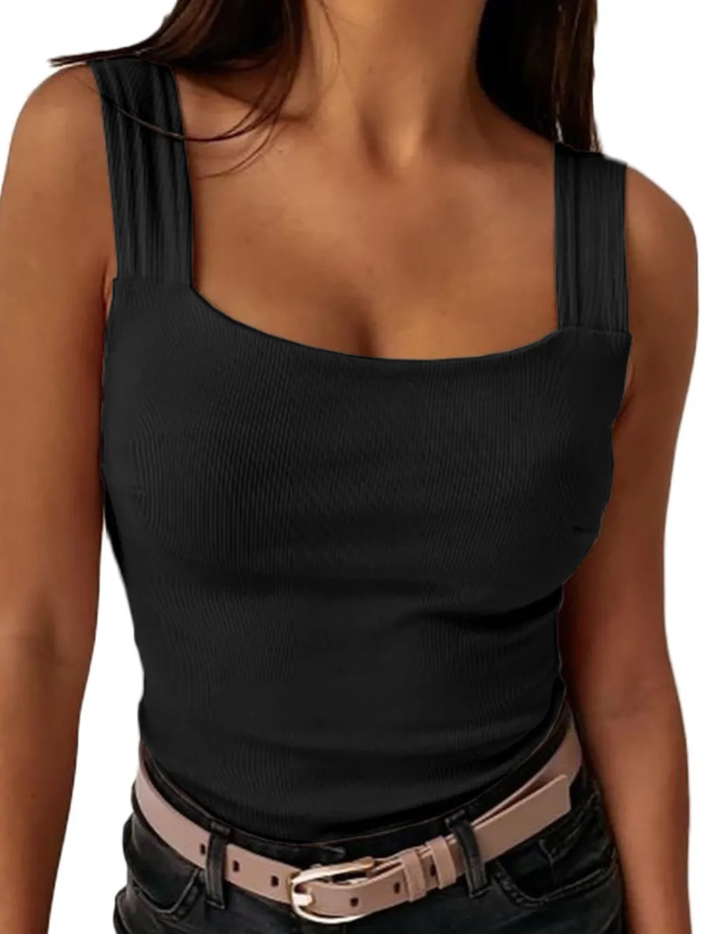 Square Neck Wide Strap Tank, image 2