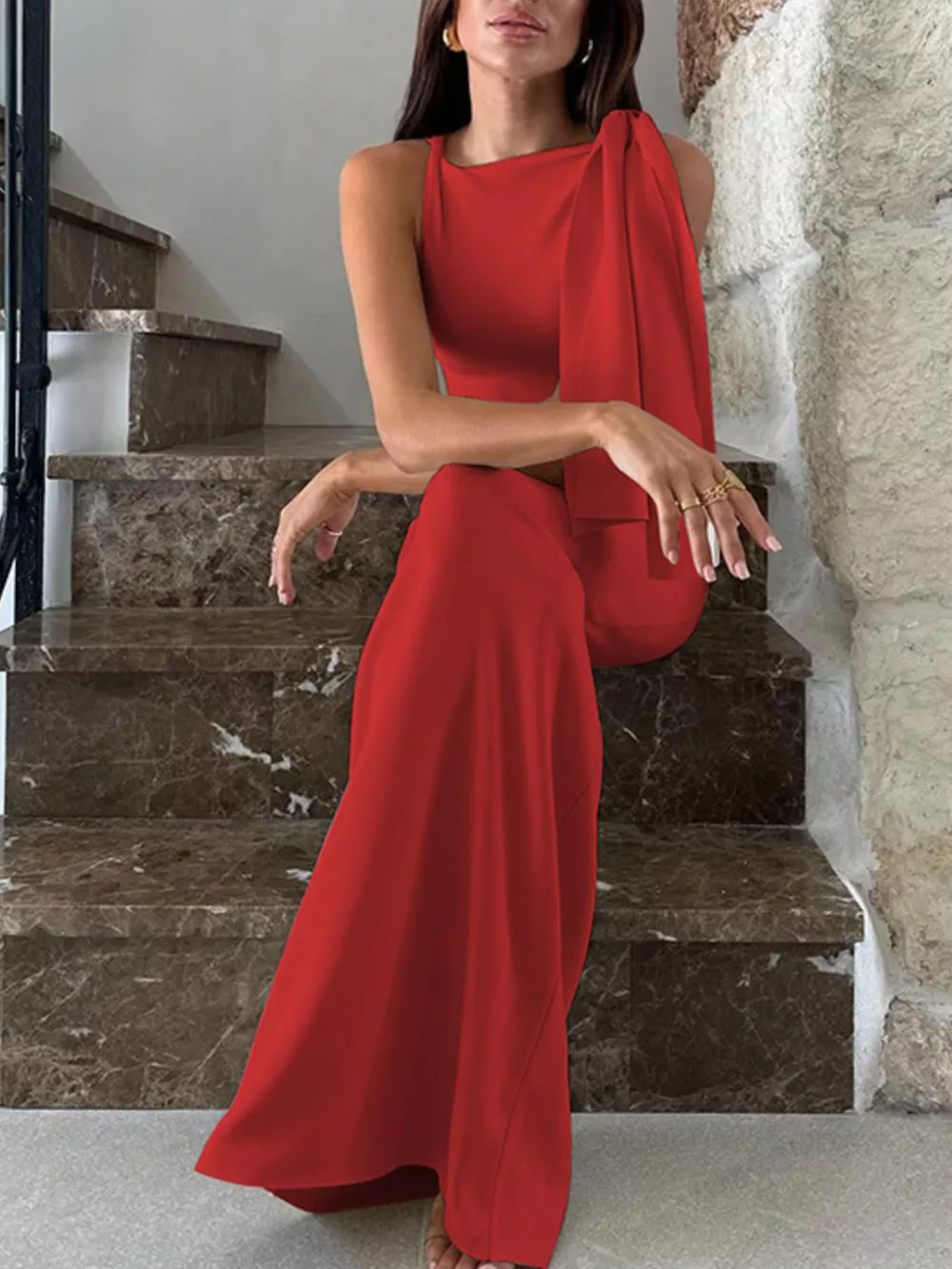 Sleeveless Maxi Dress with Draping Detail, image 20