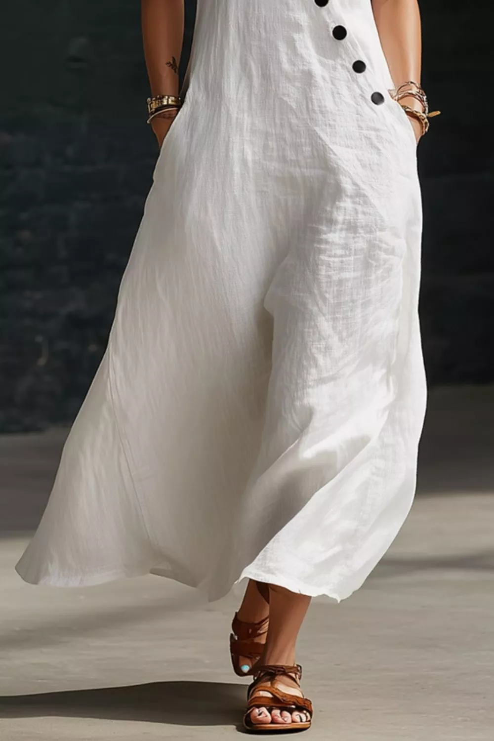 Sleeveless Button-Down Midi Dress, image 4