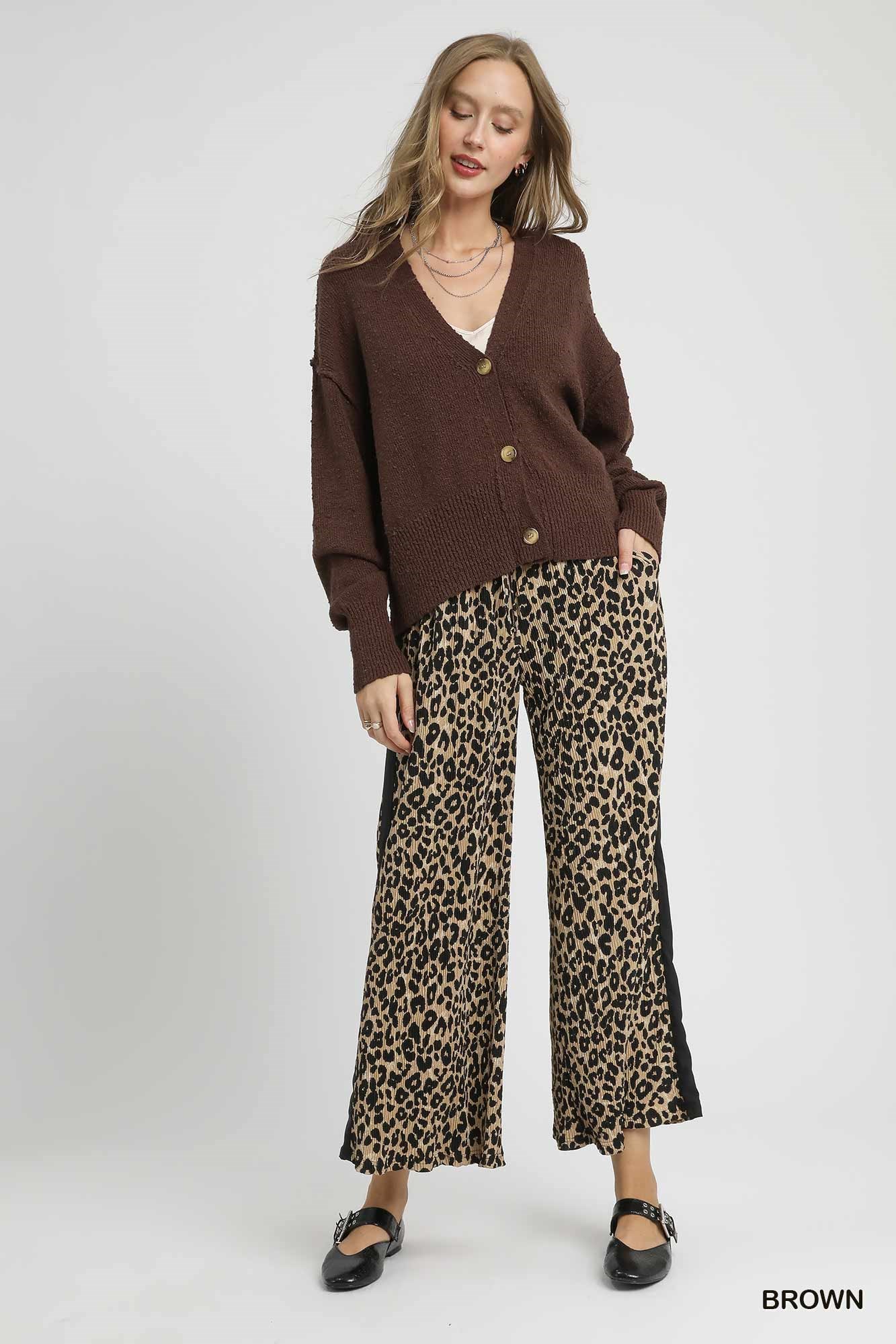 Button-Front V-Neck Knit Cardigan, image 4