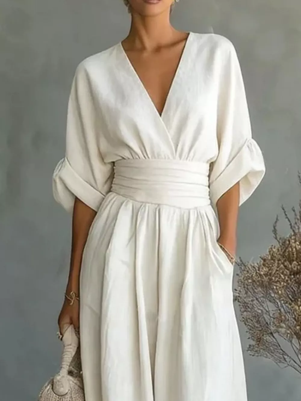 Full Size Half Sleeve Wide-Leg Jumpsuit Plus Size, image 15