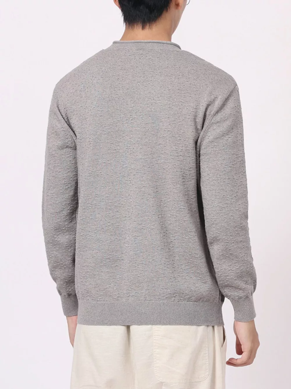 Men's Plus Size Textured Crew Neck Sweater, image 2