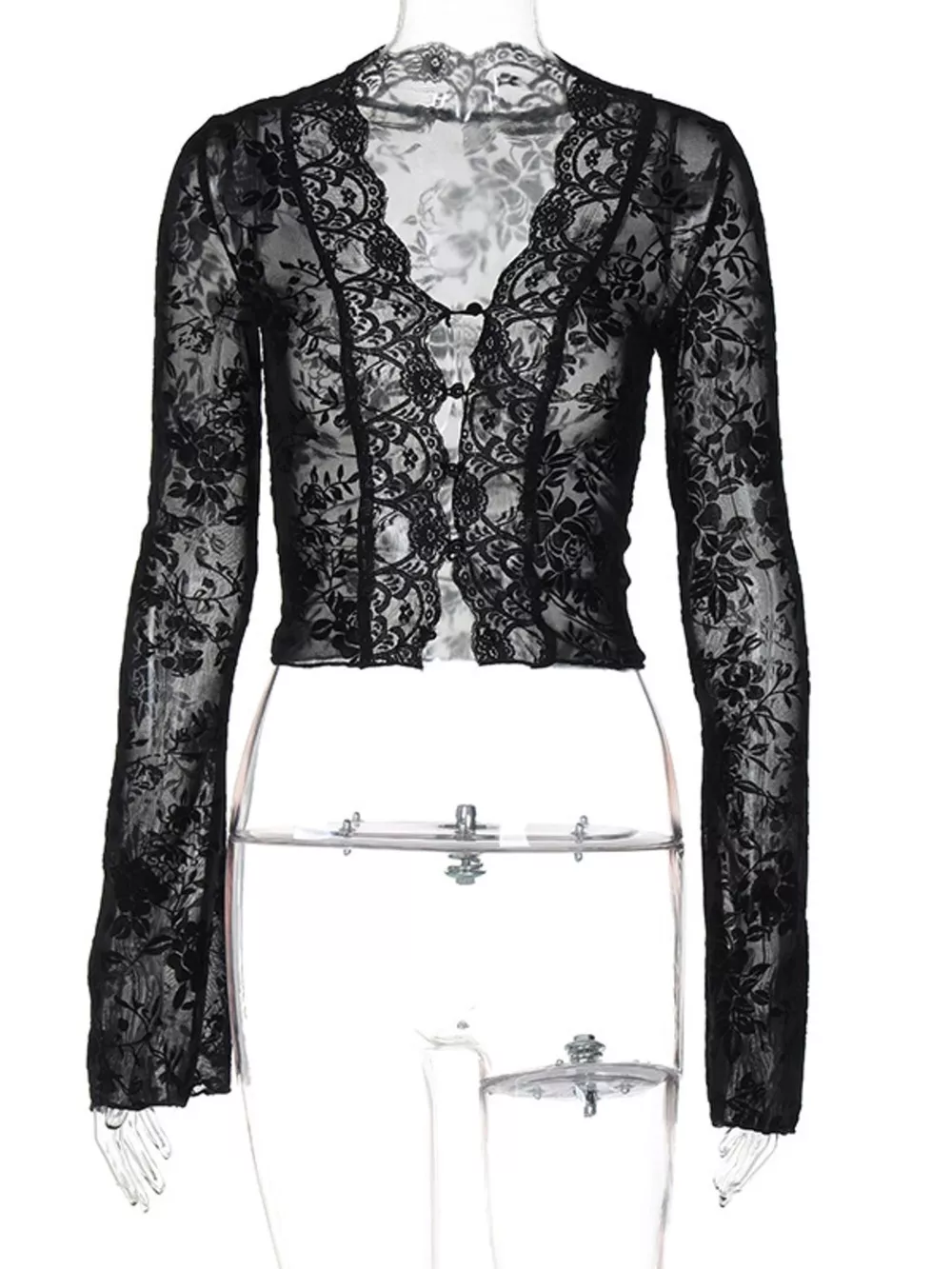 Lace Detail Long Sleeve Top, image 7