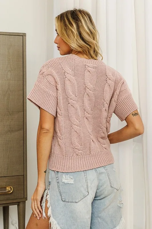 Cable Knit Textured Sweater Top, image 4