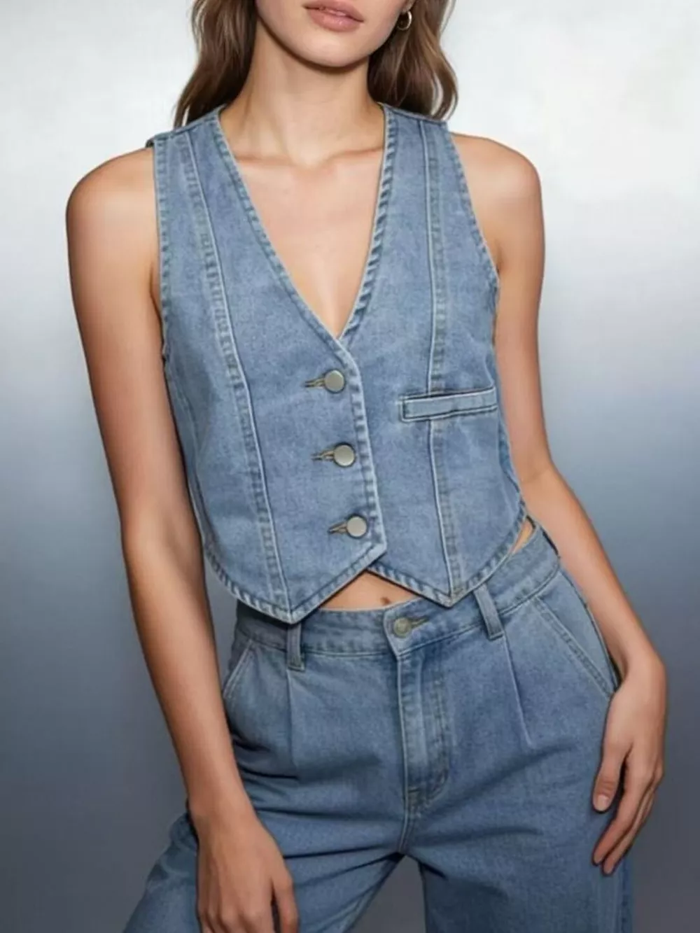 Button-Down Denim Vest, image 11