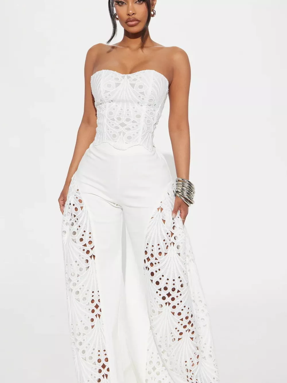 Cutout Tube Top and Wide Leg Pants Set, image 6