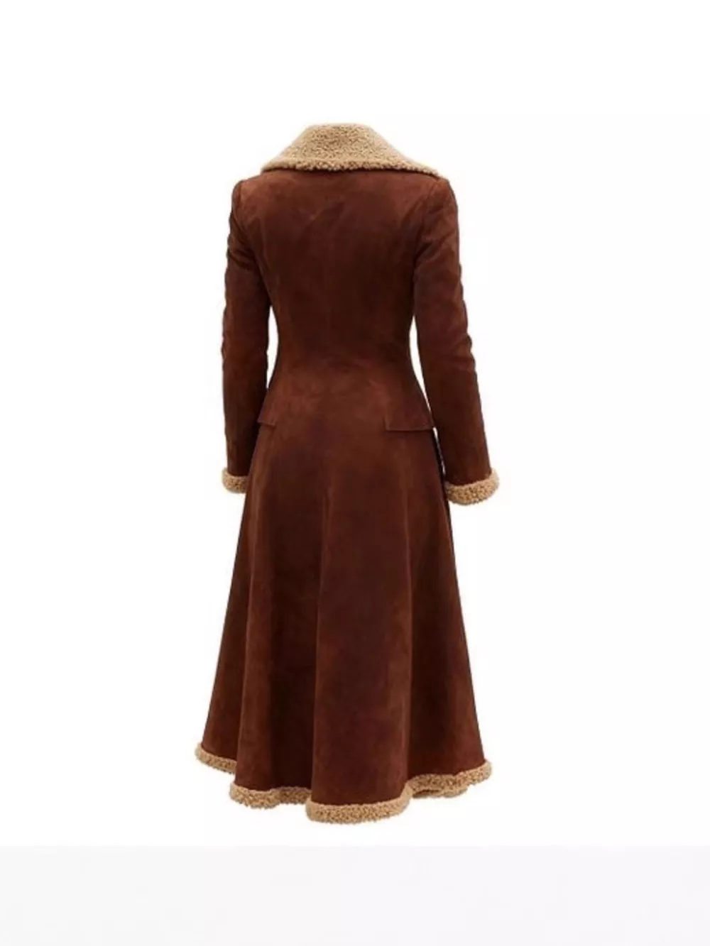 Vintage Style Suede Sherpa Trimmed Overcoat, image 2