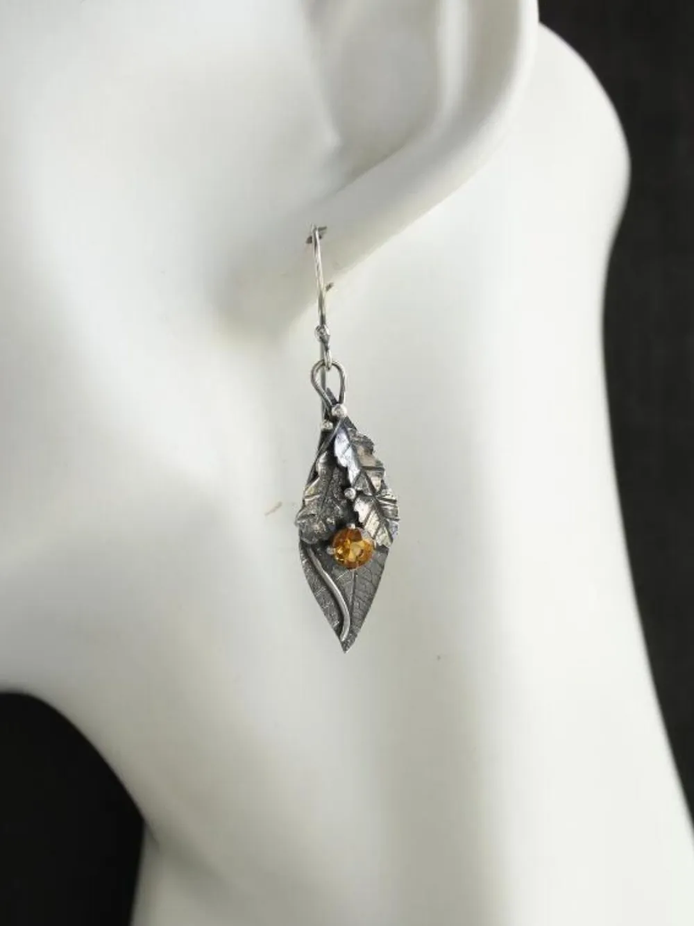 Alloy Rhinestone Leaf Shape Earrings, image 4