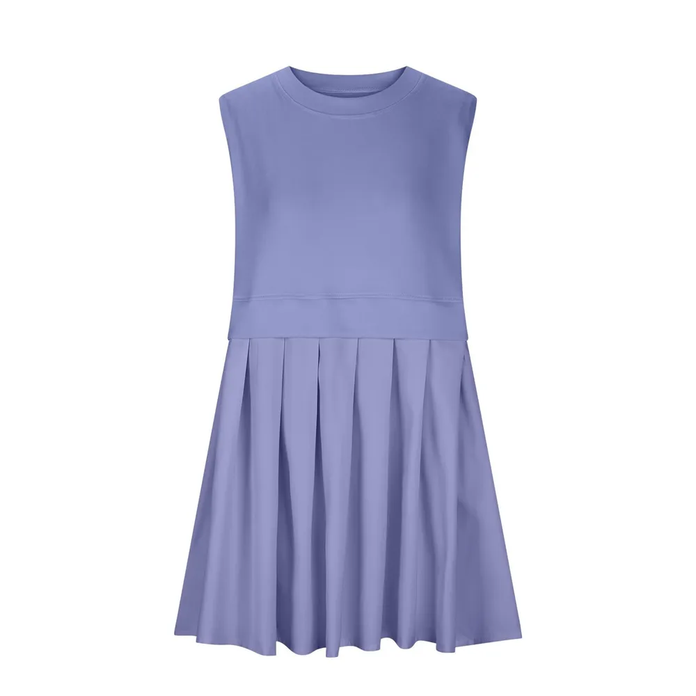 Pleated Round Neck Sleeveless Mini Dress, image 15