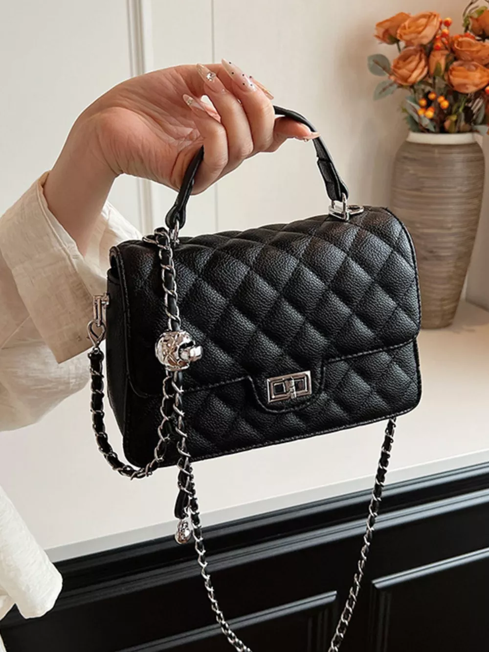 Quilted Chain Strap Crossbody Bag, image 3