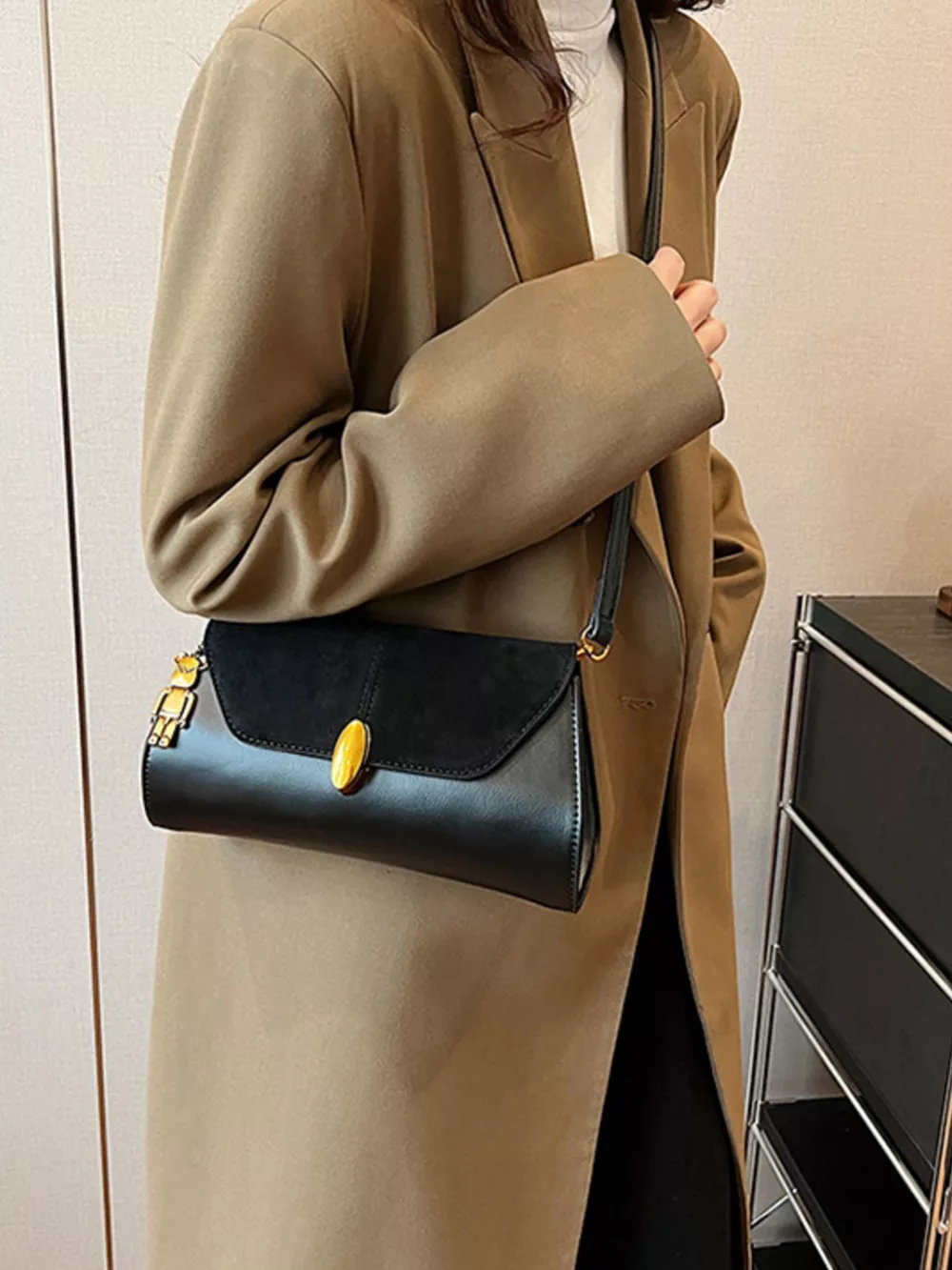 Adjustable Strap Flap Crossbody Bag