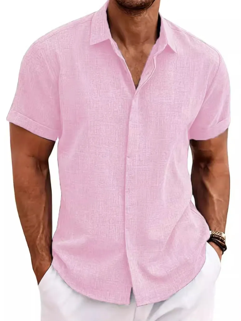 Men's Full Size Collared Neck Short Sleeve Shirt Plus Size, image 3