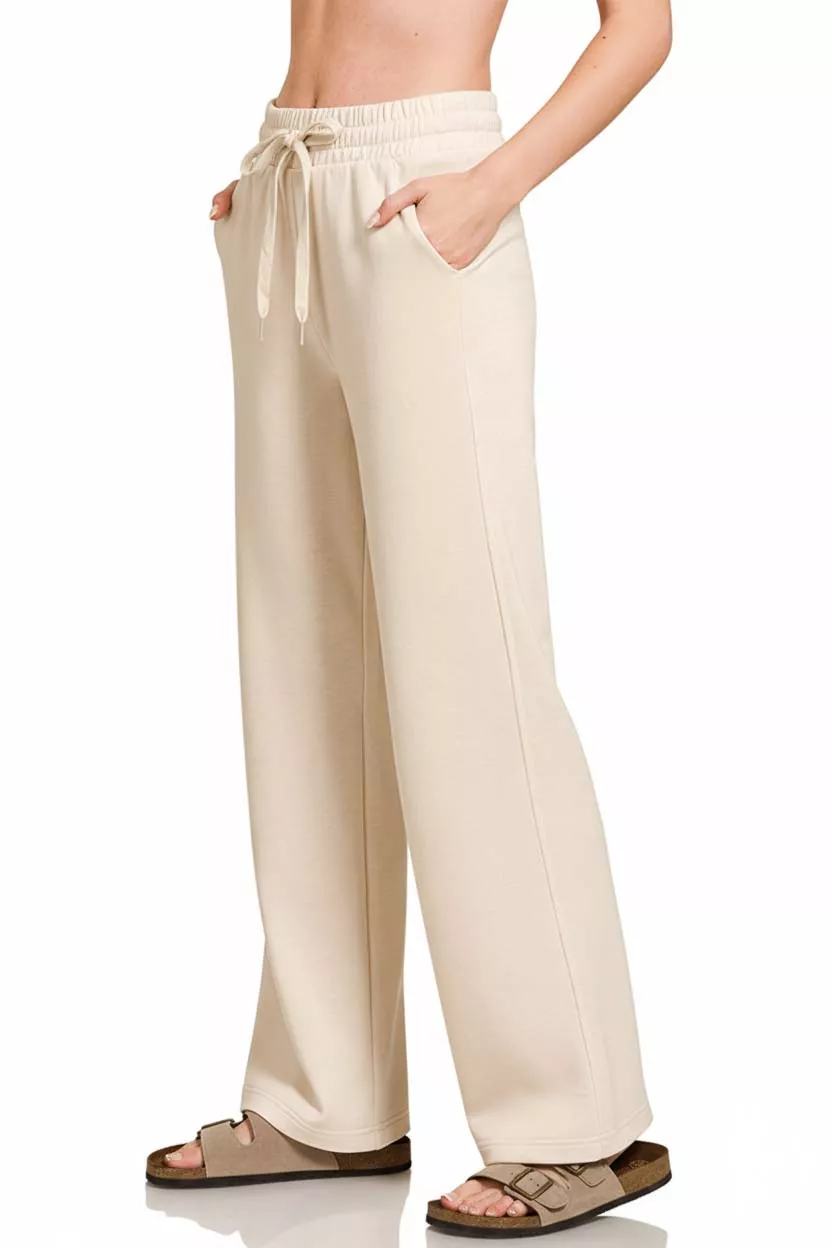 Scuba Drawstring Wide Leg Pants, image 2