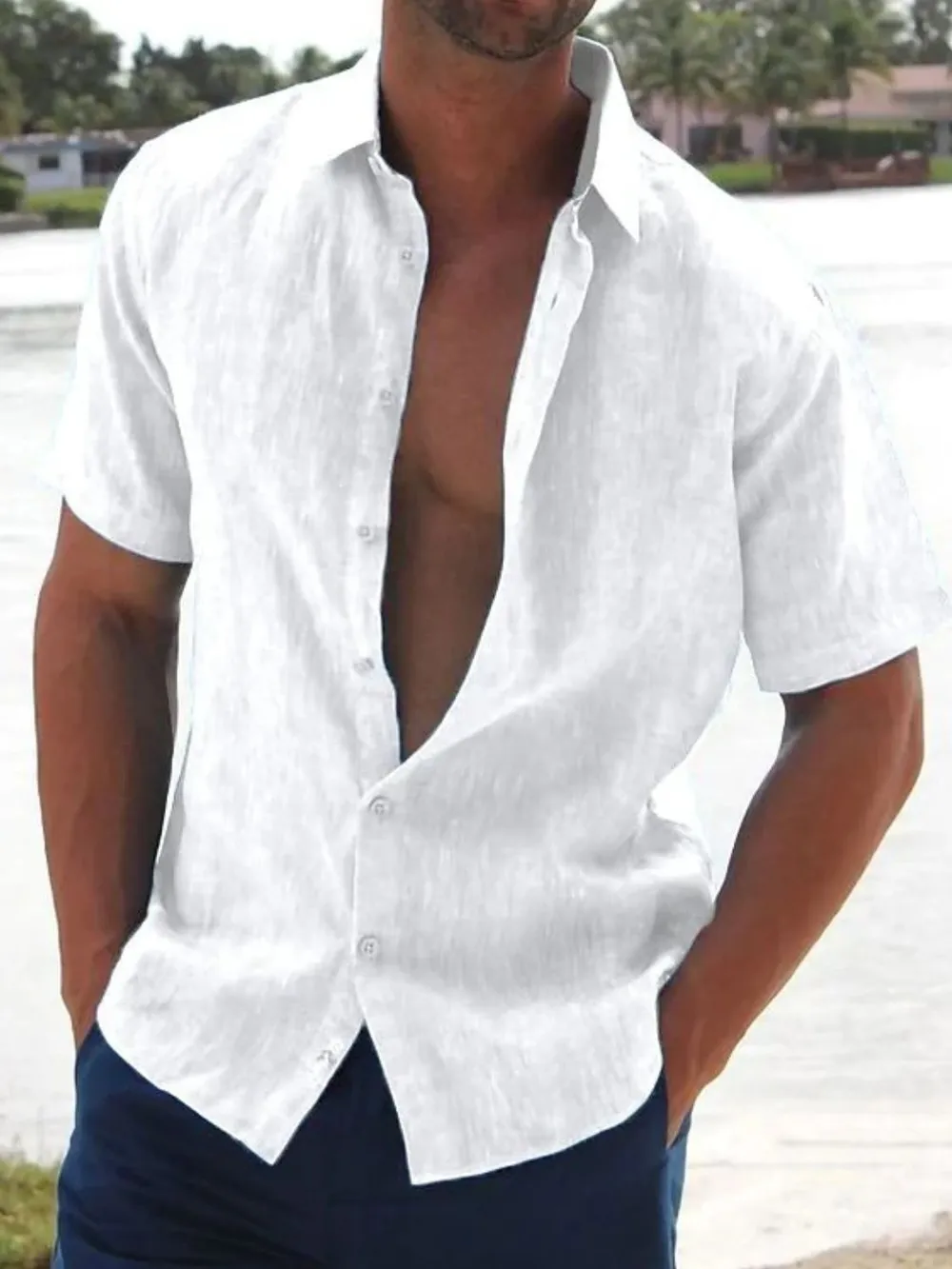 Men's Full Size Button Up Short Sleeve Shirt Plus Size, image 2