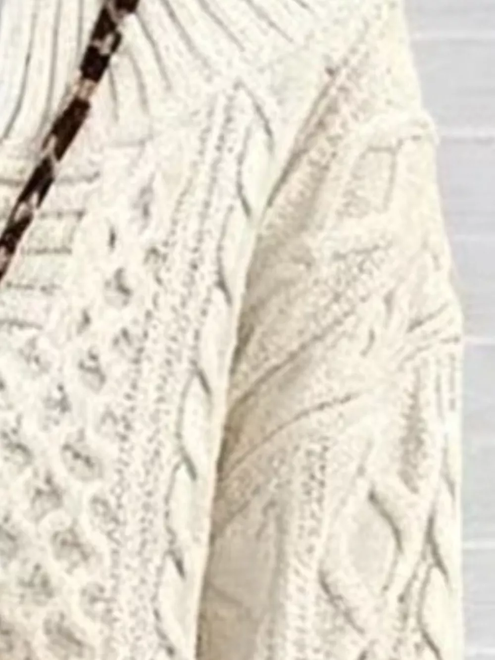 Full Size Cable Knit Dropped Shoulder Sweater Plus Size, image 8