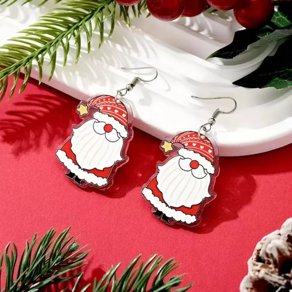 Christmas Santa Claus Dangle Earrings, image 2