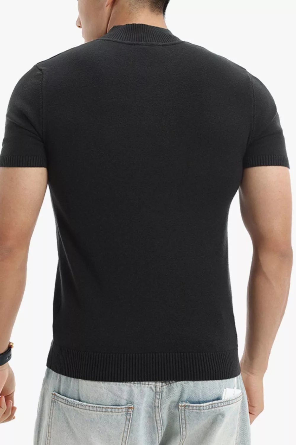 Men's Plus Size Slim Fit Short Sleeve Sweater, image 2