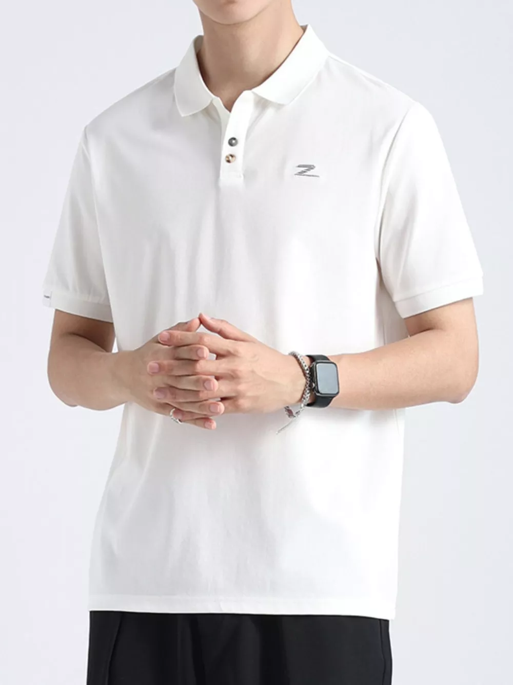 Men's Plus Size Button Detail Casual Textured Polo, image 8