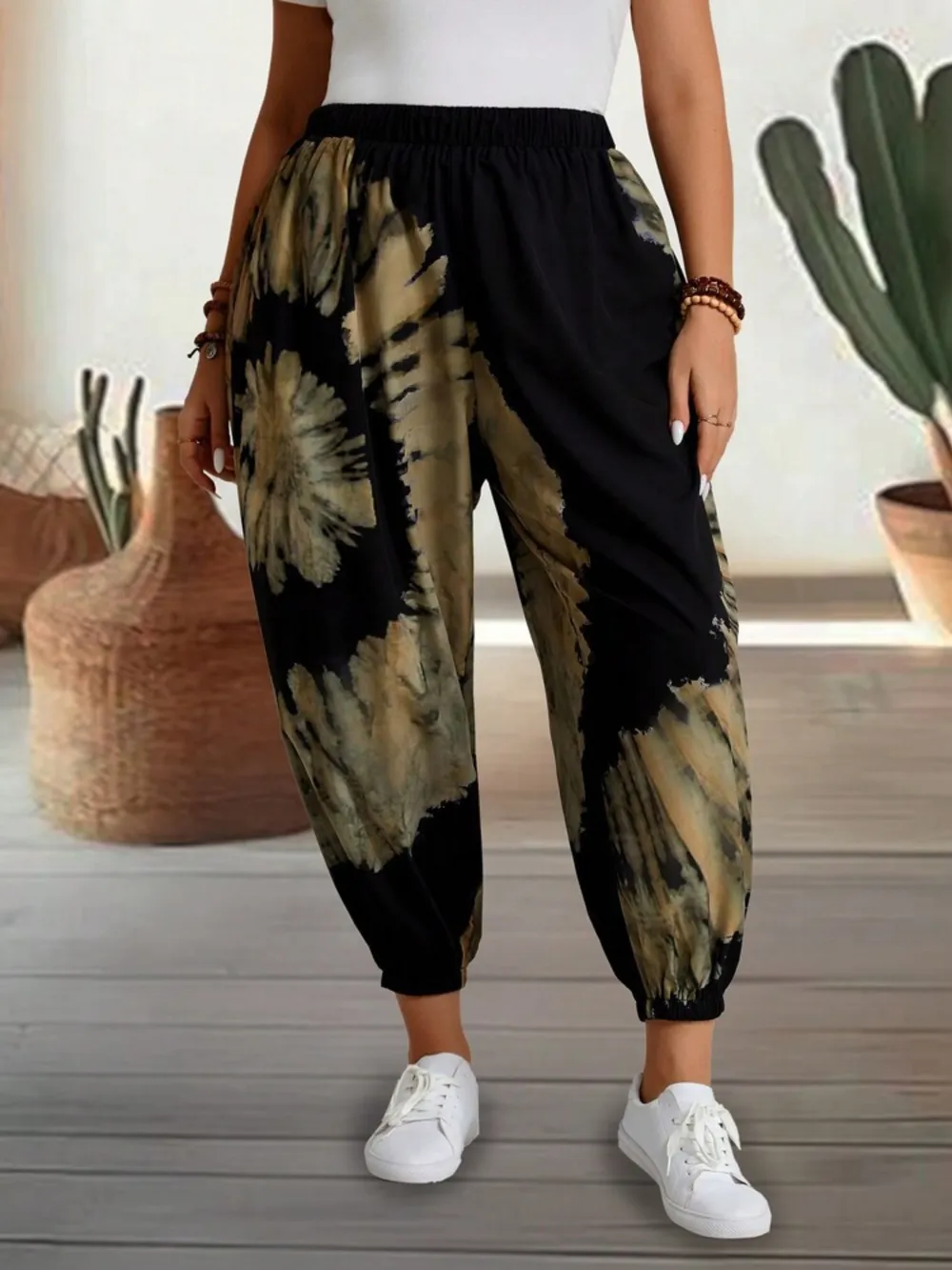 Tie-Dye Elastic Waist Pants, image 2
