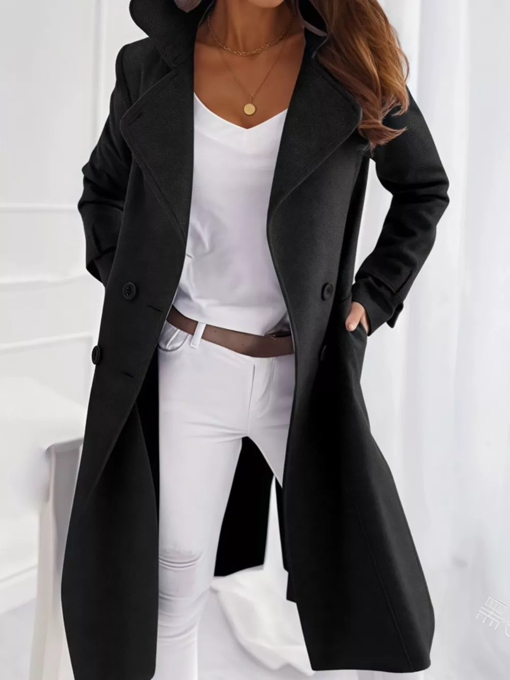 Double-Breasted Long Trench Outerwear, image 3