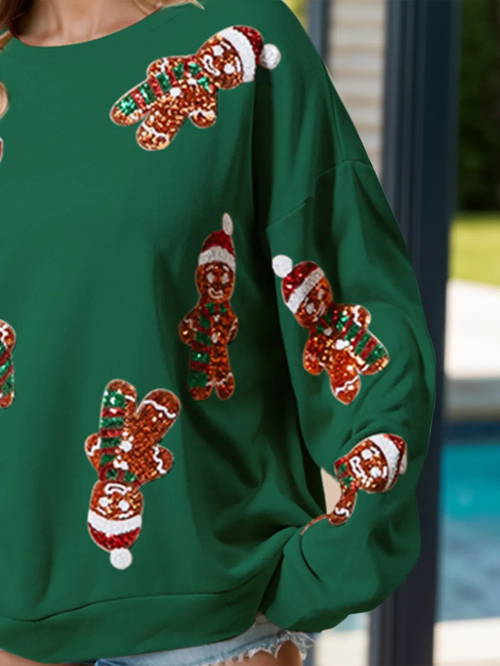 Sequin Gingerbread Man Long Sleeve Sweatshirt, image 10
