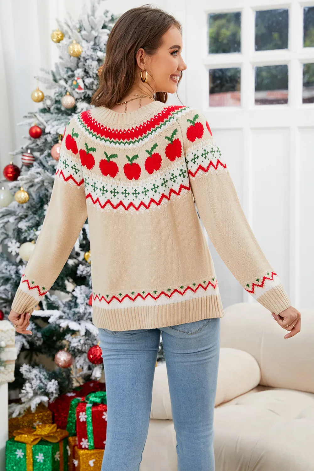 Graphic Round Neck Long Sleeve Sweater, image 9