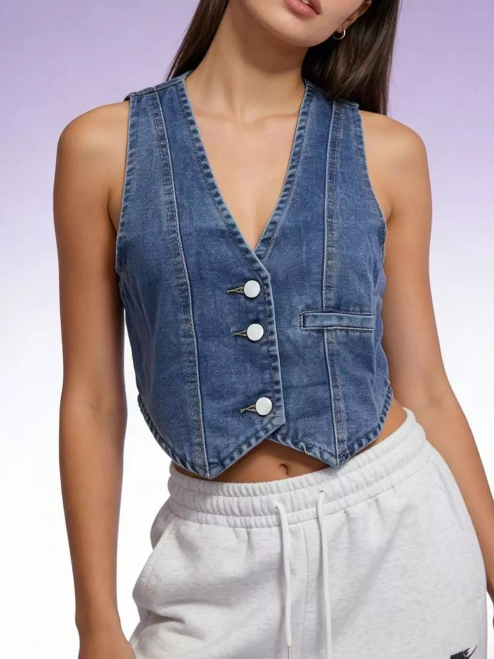 Button-Down Denim Vest, image 6