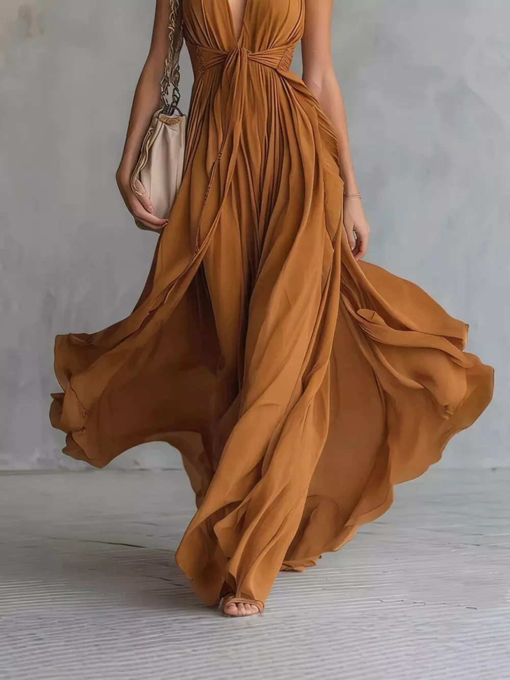 Crisscross Back Ruched Maxi Dress, image 6
