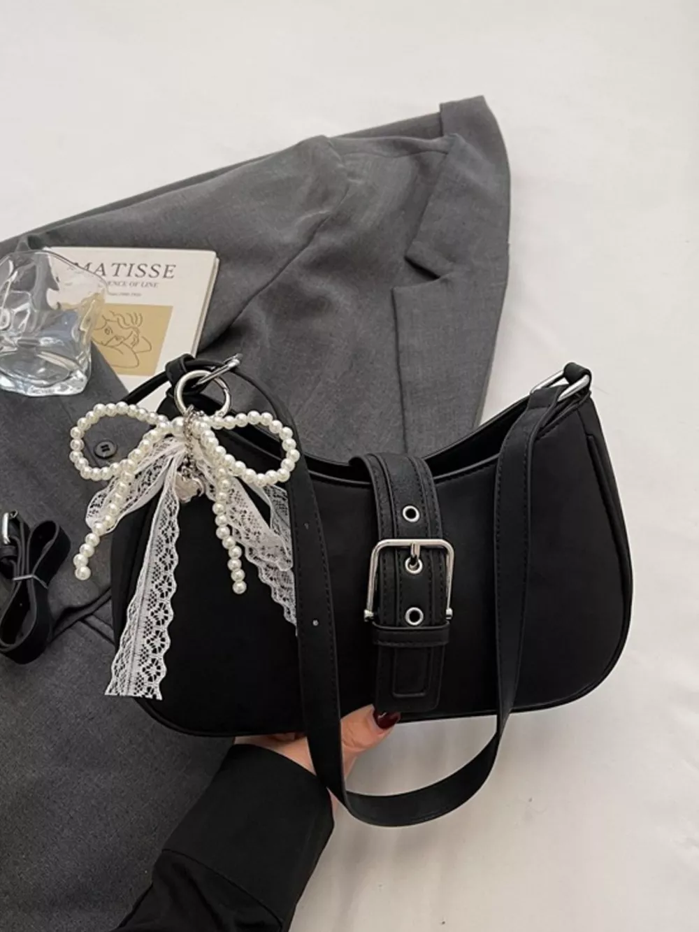 Buckle Decor Shoulder Bag, image 4