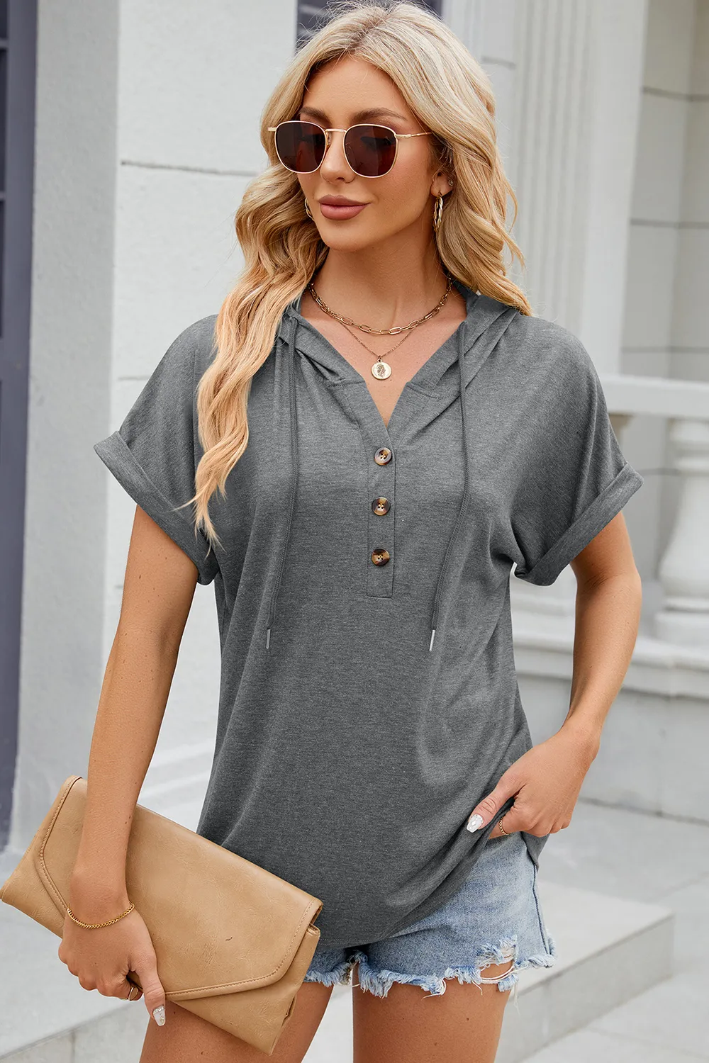 Hooded Short Sleeve T-Shirt, image 2