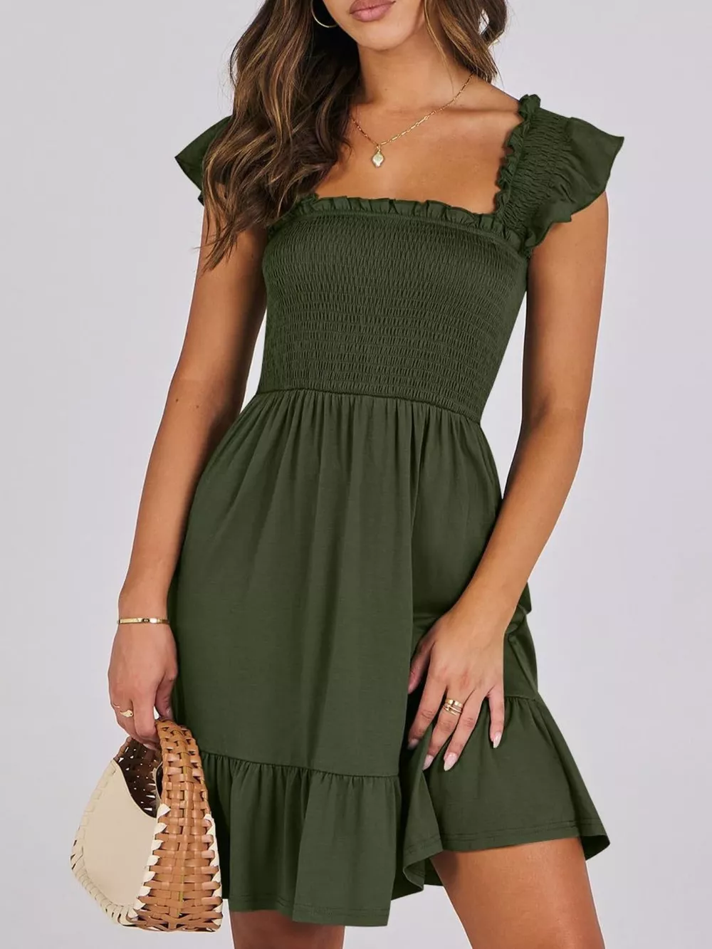 Smocked Ruffle Hem Mini Dress, image 20